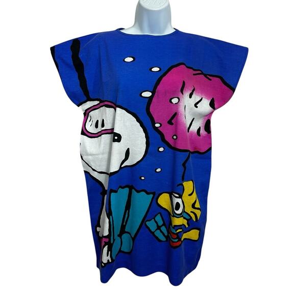 Snoopy 1965 Vintage Blue T-Shirt Unisex Size Medium Peanuts Comics Woodstock - Picture 2 of 8